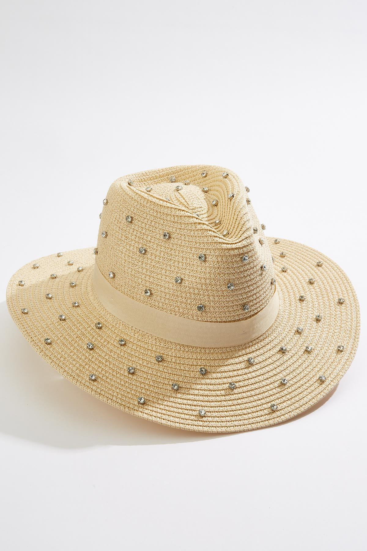 Rhinestone Embellished Straw Panama Hat | Cato Fashions