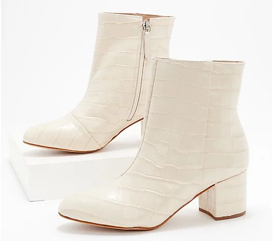 Schutz Leather Croco Ankle Boots - Lupe - QVC.com | QVC