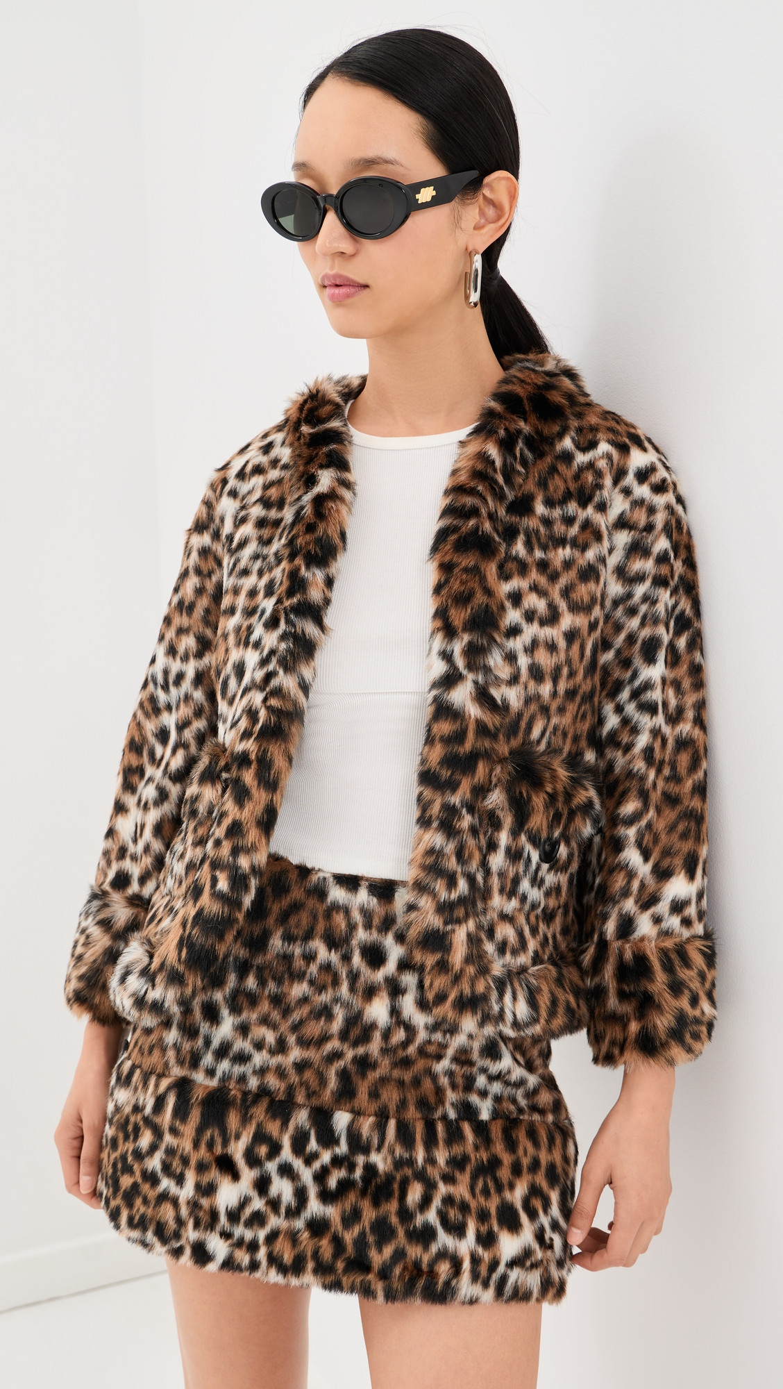 Marc Jacobs Faux Fur Leopard Jacket Brown Multi XL | Shopbop