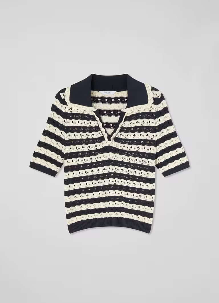 Charlee Ivory & Spring Navy Knit Top | L.K. Bennett (UK)