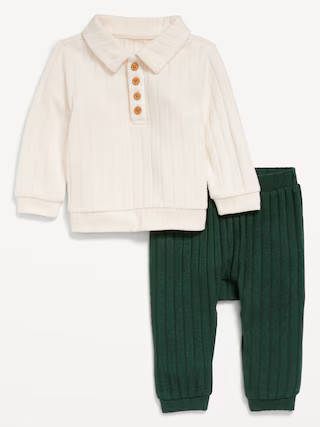 Cozy Ribbed Polo Sweater and Pants Set for Baby | Old Navy (US)