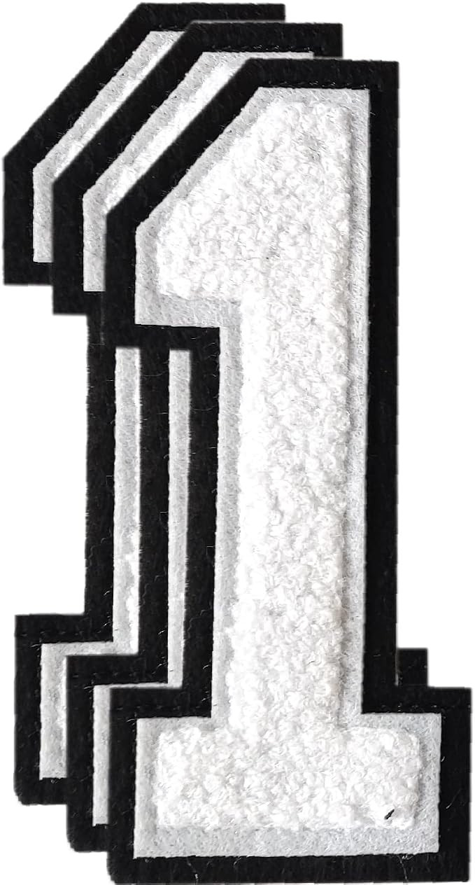 3PCS White Chenille Numbers Patch, Large Size 4-1/2" Iron on Number Patches Varsity Patches for C... | Amazon (US)
