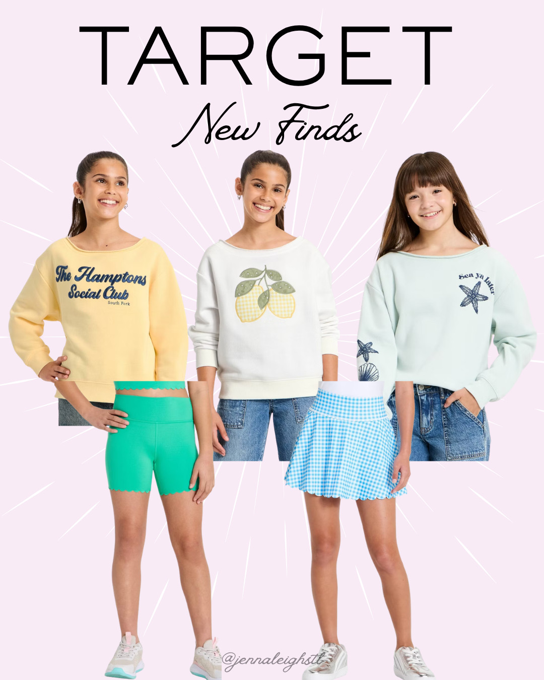 New Target finds for the girls. These off the shoulder sweatshirts paired with these scalloped bike shorts or skorts make the cutest outfits for spring and summer. 

 #LTKmomlife #LTKSeasonal #LTKKids