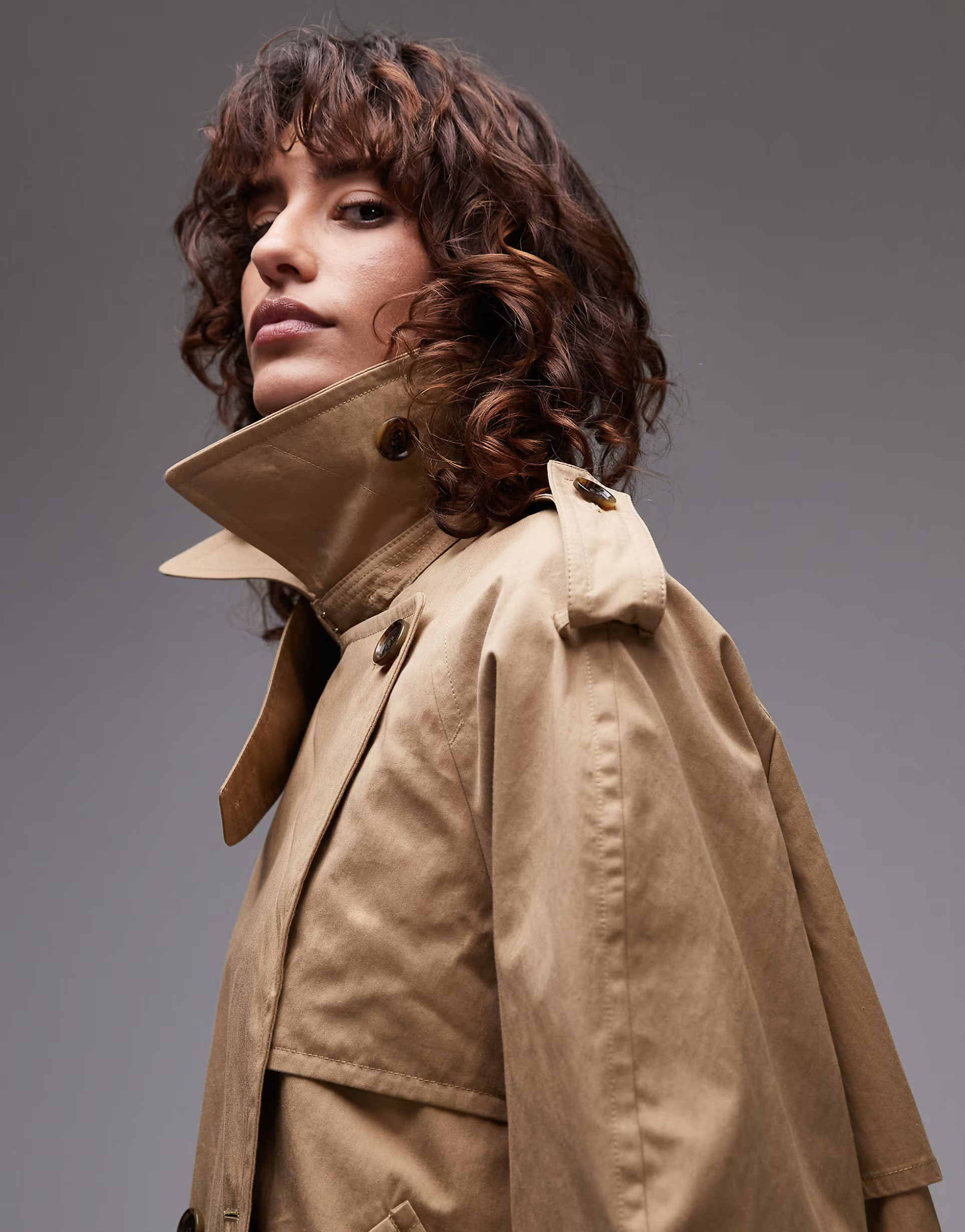 ARKET cropped trench coat with storm flap in beige | ASOS | ASOS (Global)