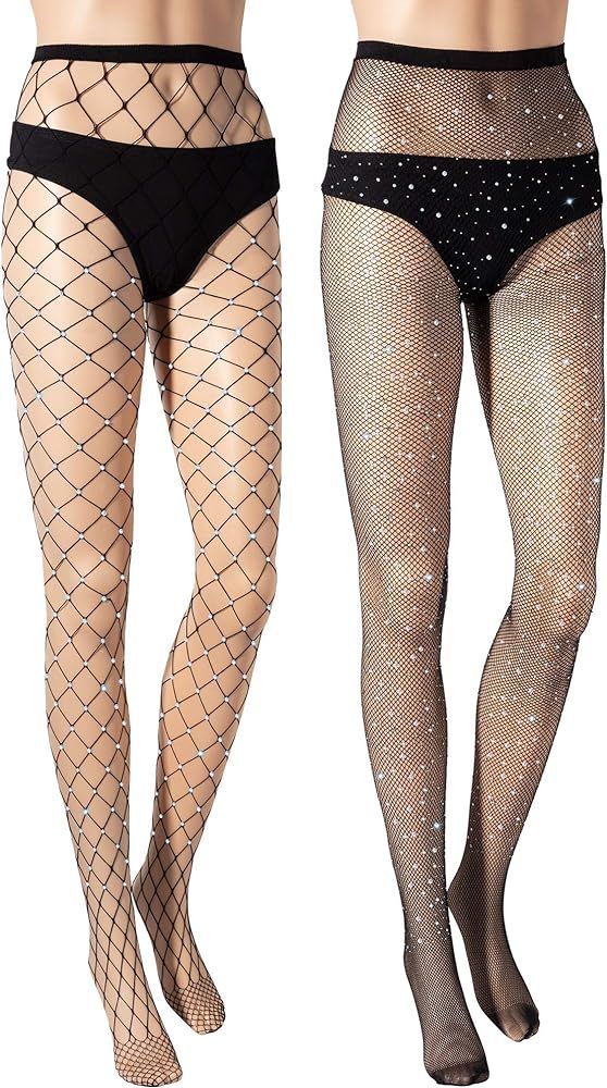 Fishnet Stockings Tights Pantyhose Rhinestone High Waist Stockings for Women | Amazon (US)