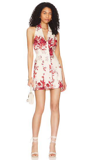 Concetta Halter Mini Dress in Red & Cream Floral | Revolve Clothing (Global)