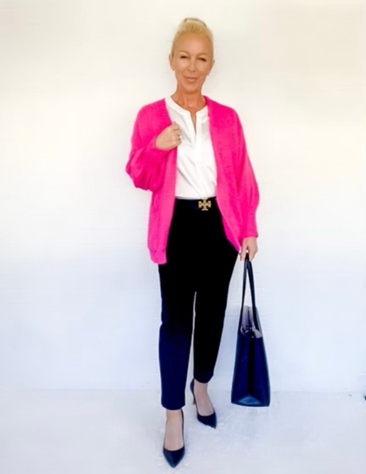 Hot Pink Cardigan | Peppered with leopard