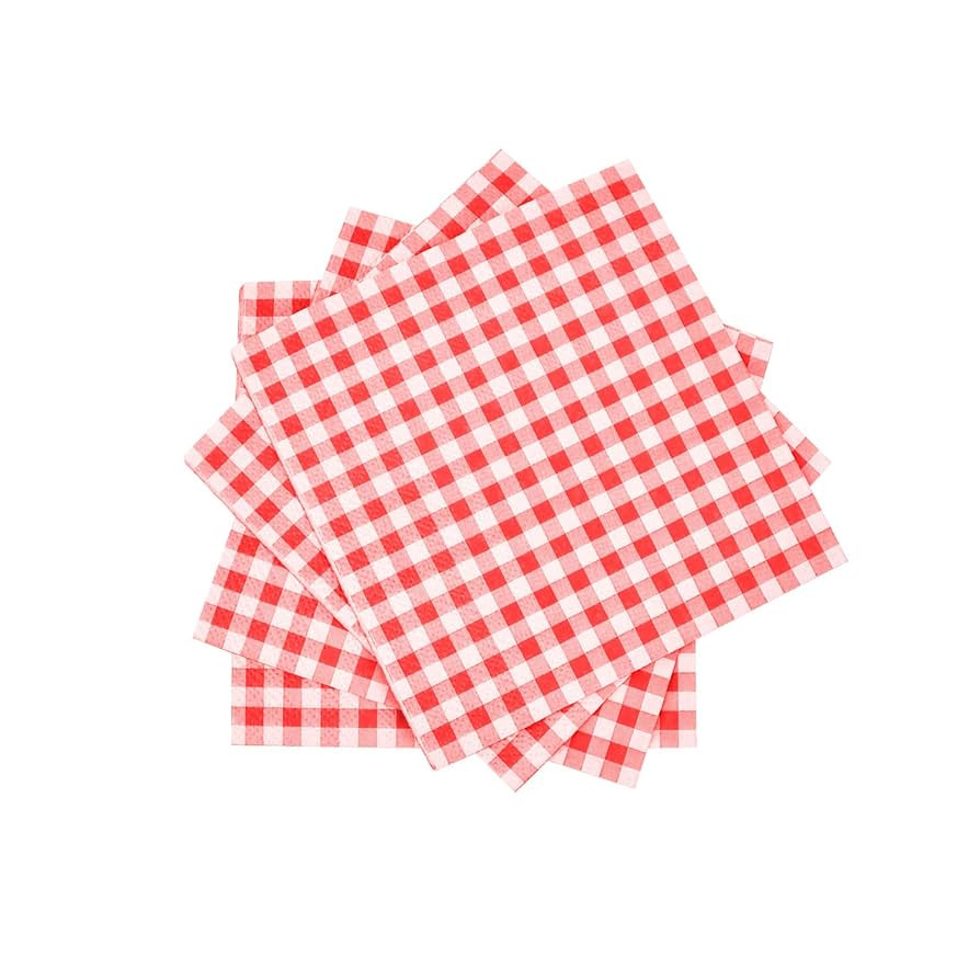 Gatherfun Cocktail Napkins 3-ply 80PCS Red and White Gingham disposable Paper Napkins Beverage na... | Amazon (US)