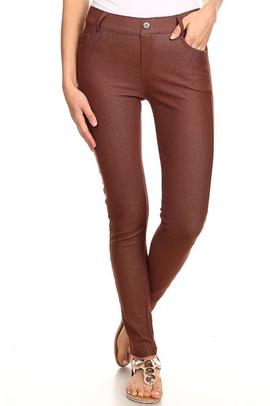 Women's Cotton Blend Full Length Jeggings Stretchy Skinny Pants Jeans Leggings | Walmart (US)