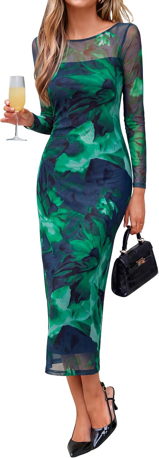 Simplee Womens Bodycon Maxi Dress Fall Wedding Guest Dresses | Amazon (US)