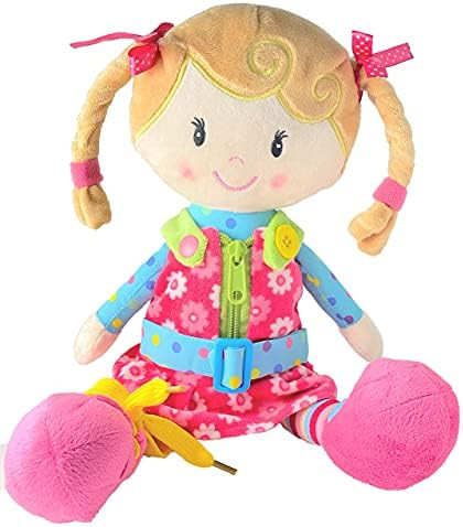 Sugar Snap Plush Learn to Dress Montessori Toy Doll for Toddlers - 15" - Zipper, Snaps, Buttons, Buc | Amazon (US)