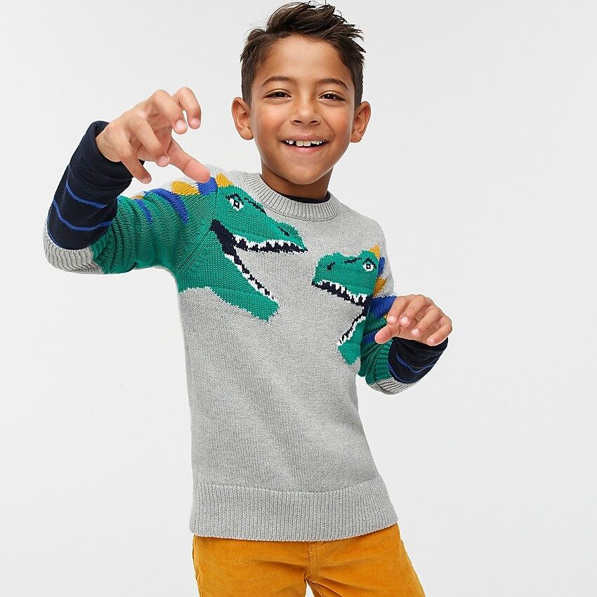 Kids' cotton sweater with dinosaurs | J.Crew US