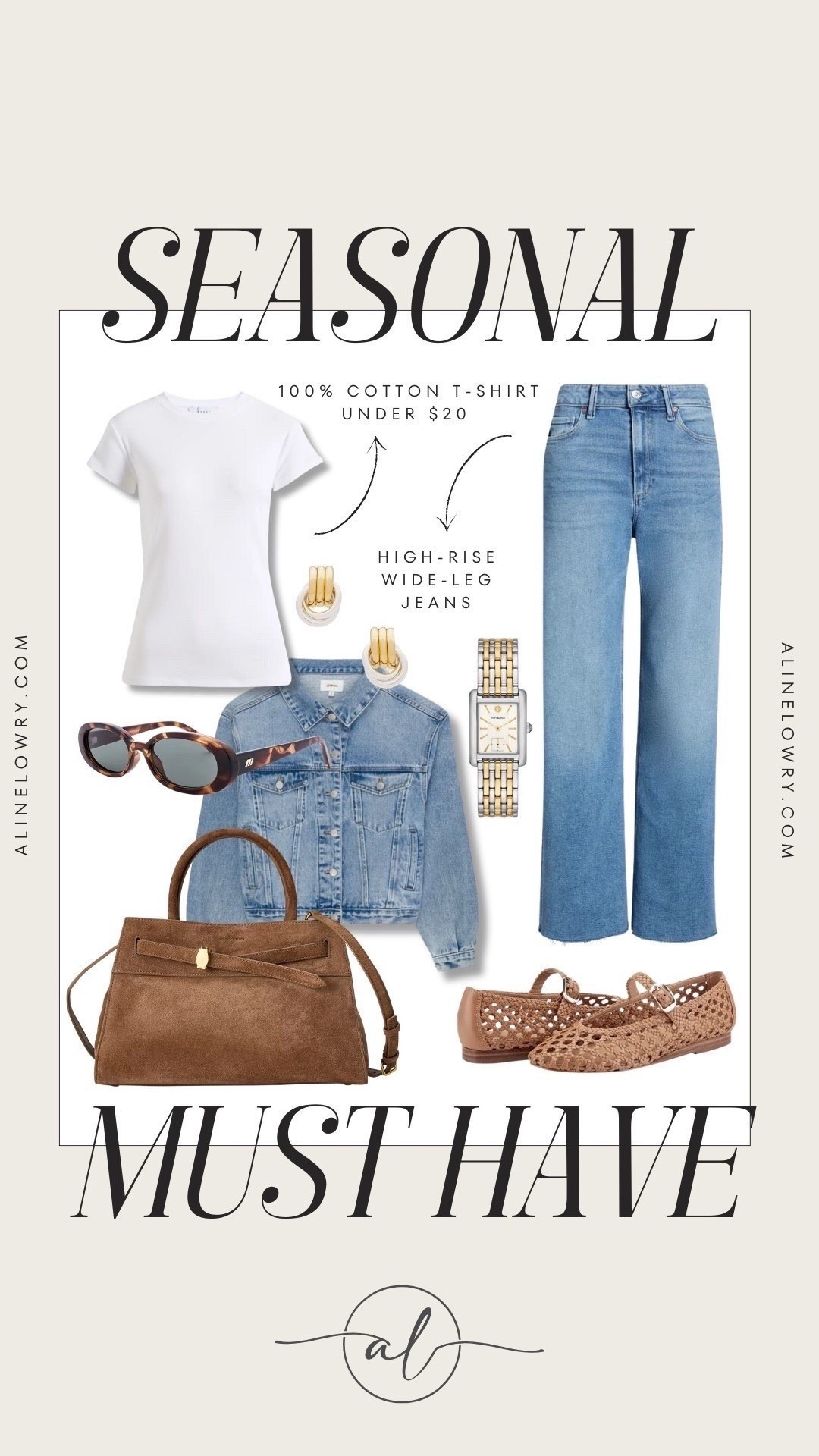 Seasonal must have: 100% cotton t-shirt that is under $20! High rise, wide-led jeans, denim jacket, Mary Jane’s flats, suede bag, sunglasses, watch, and earrings. 


#LTKU #LTKootd #LTKSeasonal