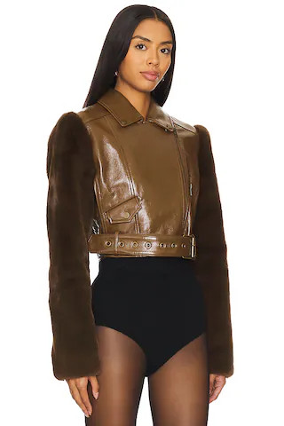 Florencia Moto Jacket in Espresso Brown | Revolve Clothing (Global)