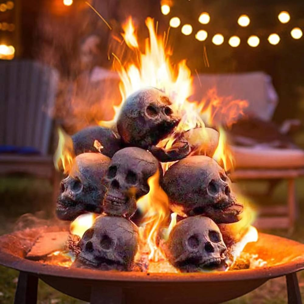 Imitated Human Skull Ceramic, Halloween Fire Pit Skull Ceramic Props, Reusable Halloween Firepit ... | Amazon (US)