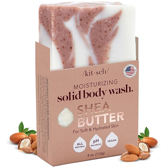 Kitsch Shea Butter Exfoliating Body Wash Bar – Moisturizing Bar Soap & Gentle Soap Bar with Pla... | Amazon (US)