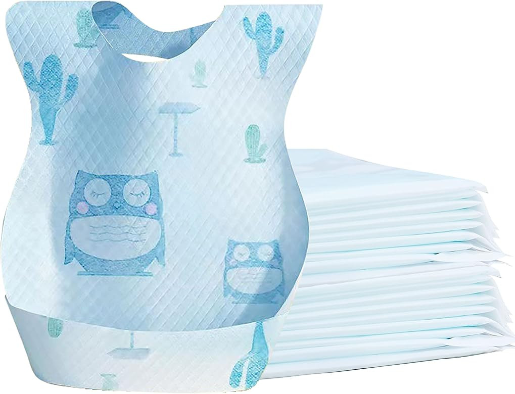 Cosermart Disposable Baby Bibs 50pcs Disposable Travel Bibs with Food Catcher, Waterproof Individ... | Amazon (US)