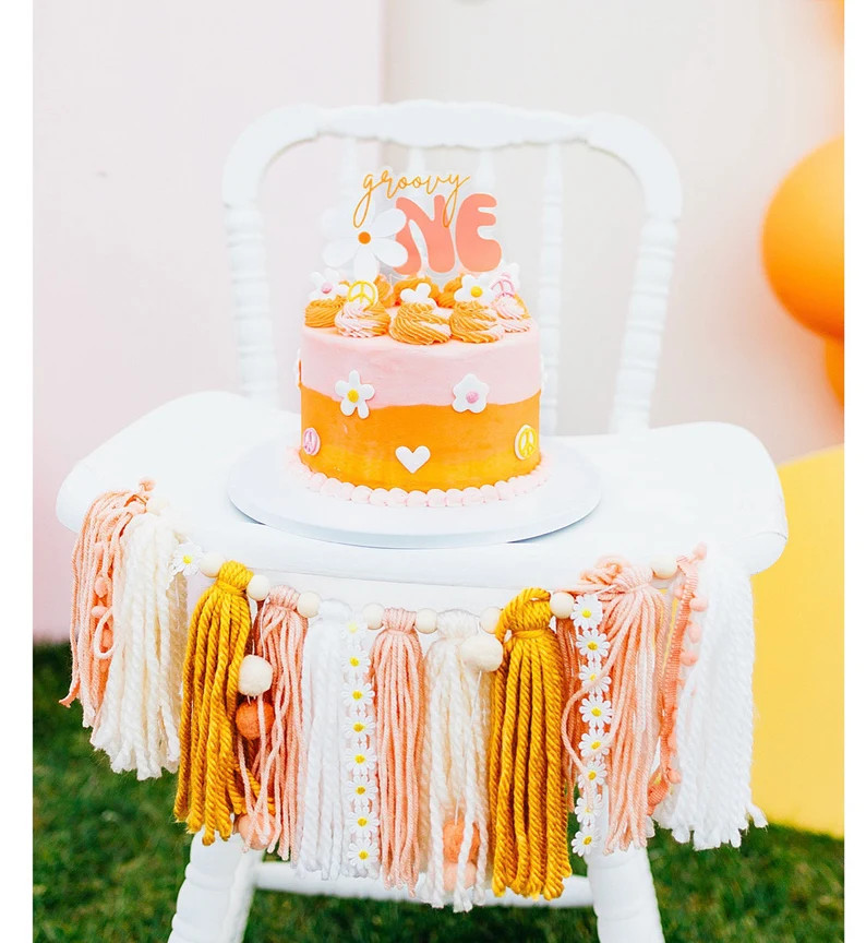 Boho Daisy Birthday High Chair Yarn Tassel Banner High Chair - Etsy | Etsy (US)