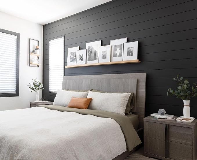 Luxdecor Real Wood Wall Planks for Wall -White Shiplap Boards Easy DIY Peel and Stick on Shiplap ... | Amazon (US)