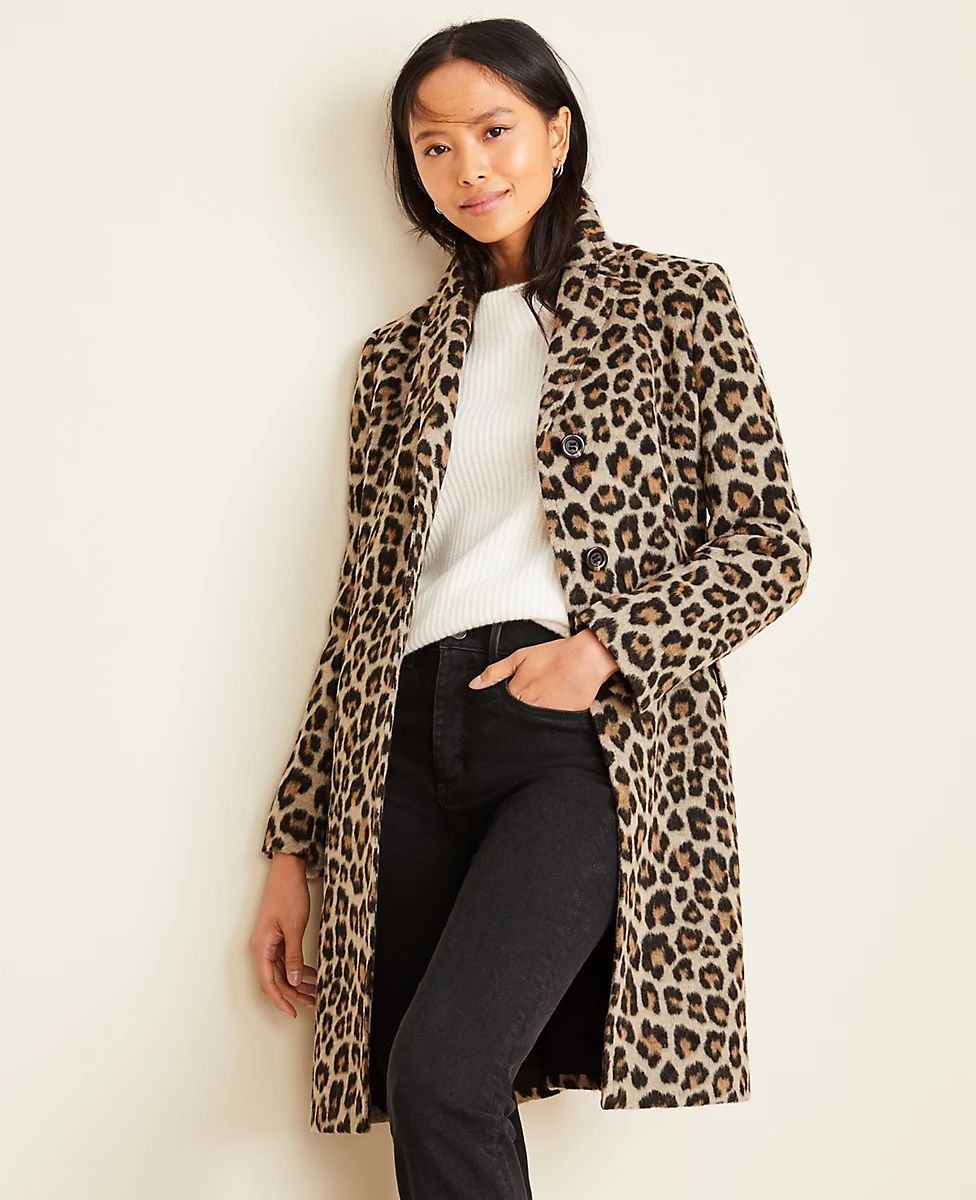 Brushed Leopard Print Chesterfield Coat | Ann Taylor (US)