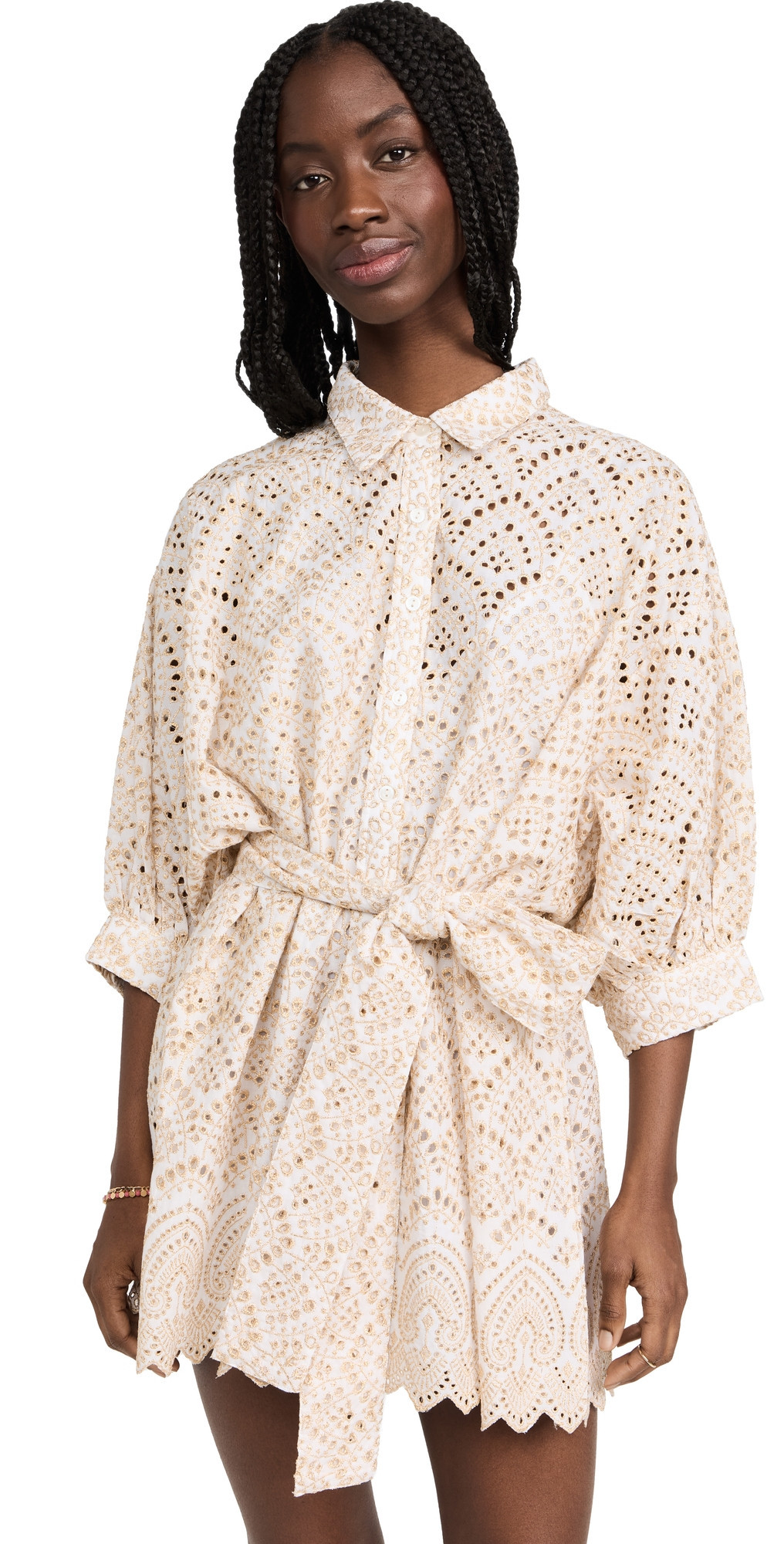 SUNDRESS Florine Short Dress Eyelet Gold XL/XXL | Shopbop