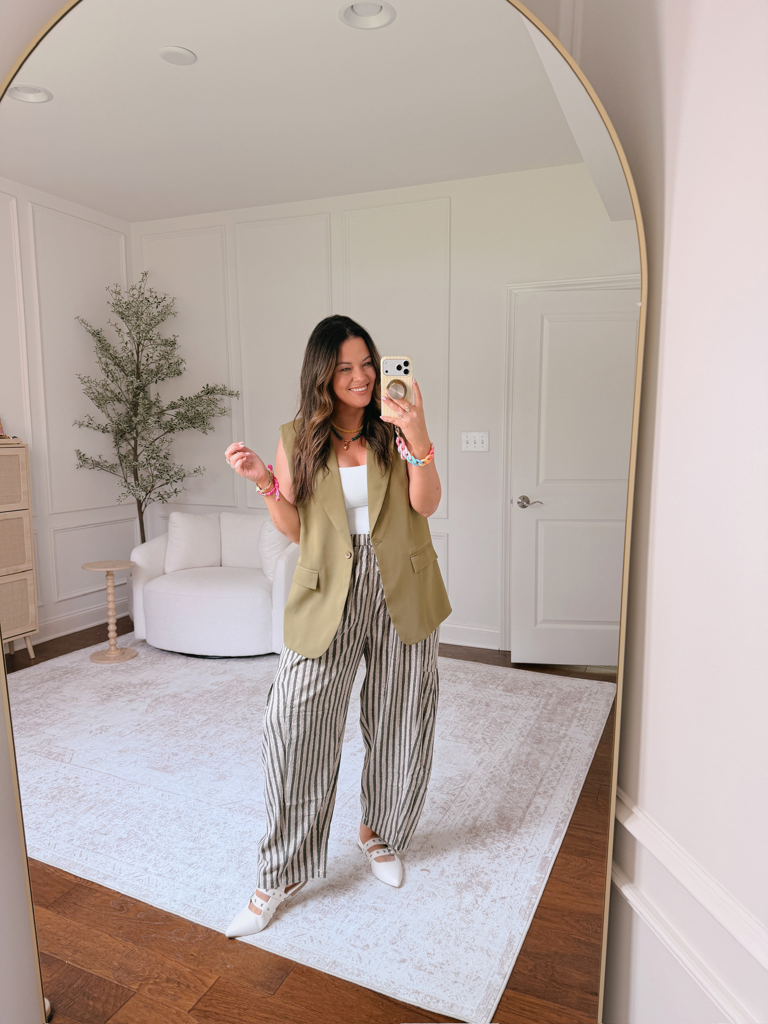 wearing a medium in the pants, large in the white top, and XL in the blazer 

 #LTKSeasonal #LTKMidsize