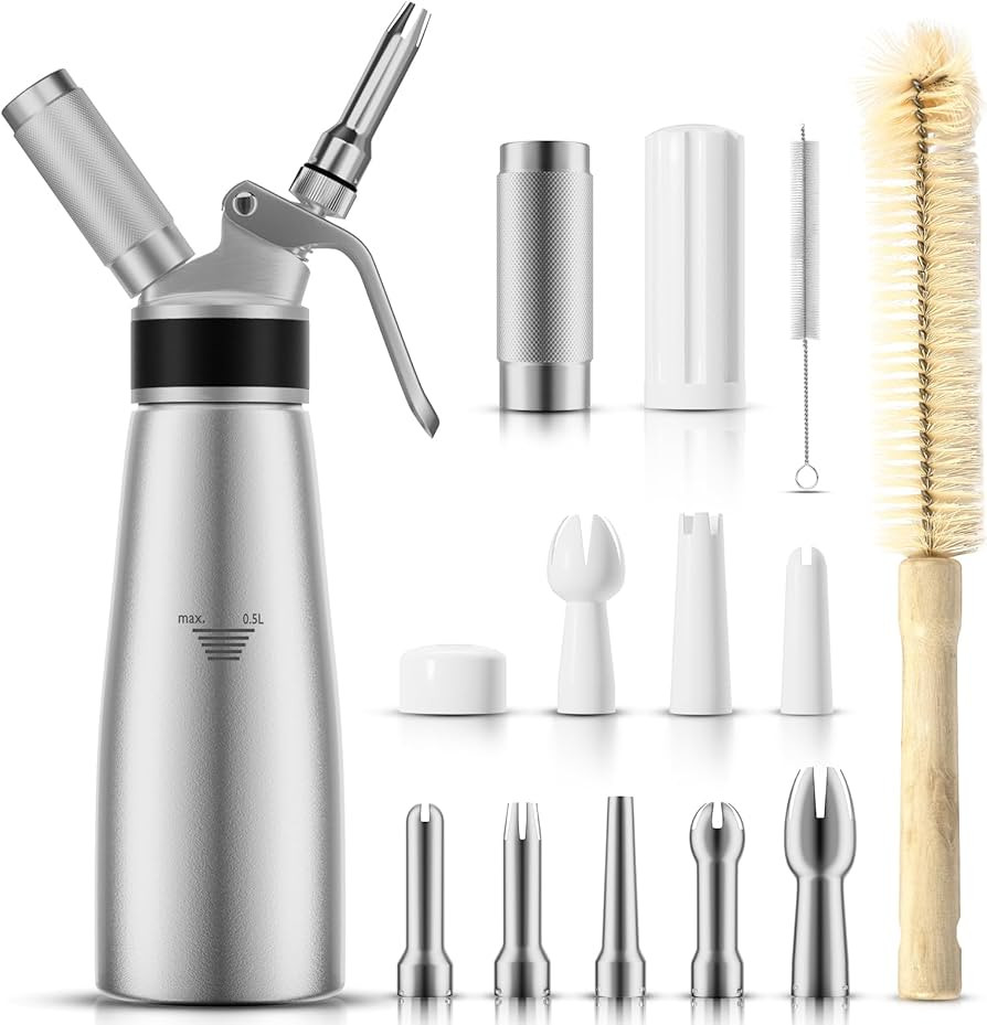 ENLOY Professional Aluminum Whipped Cream Dispenser, 500 mL/1 Pint, Whipped Cream Maker Canister ... | Amazon (US)