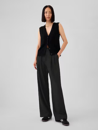 365 High Rise Brushed Twill Pleated Trousers | Gap (US)