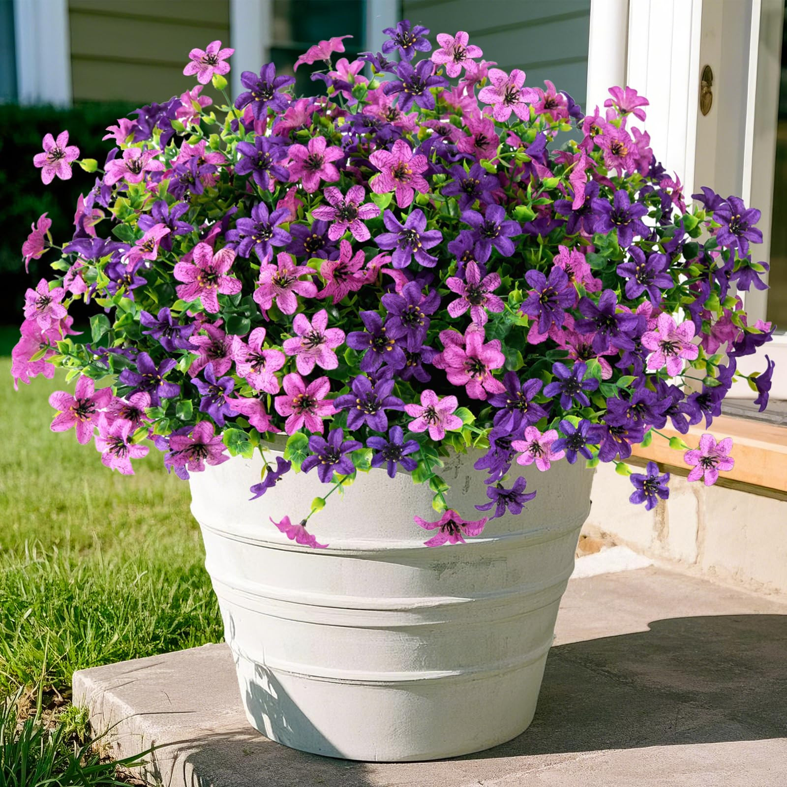 Artificial Flowers for Outdoors, 12 Bundles Multicolor Faux Silk Flower Spring Summer Decoration,... | Amazon (US)