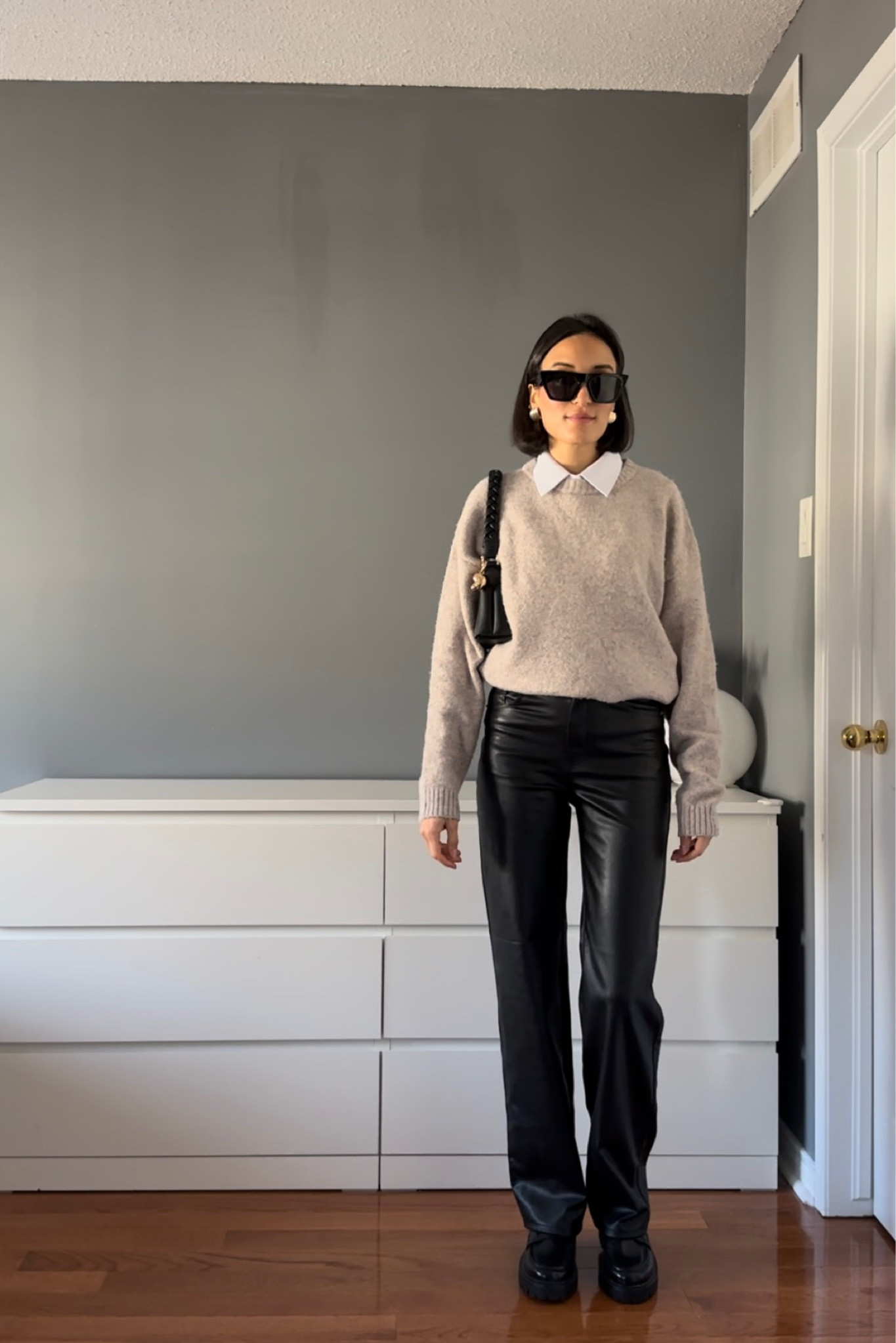 Fall outfit inspo! 
Sweater ( S) faux leather pants ( 2) 

#LTKFindsUnder50 #LTKStyleTip