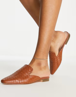 London Rebel woven mules in tan | ASOS (Global)
