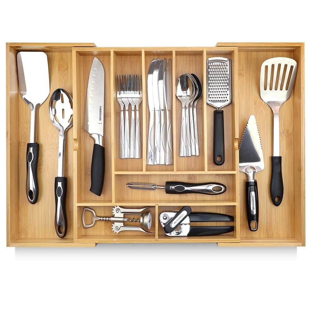 Silverware Organizer - Expandable Kitchen Drawer Organizer - Adjustable Kitchen Drawer Organizer ... | Amazon (US)