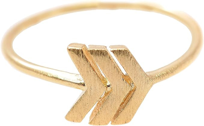 Spinningdaisy Handcrafted Brushed Metal Arrow Feather Ring | Amazon (US)