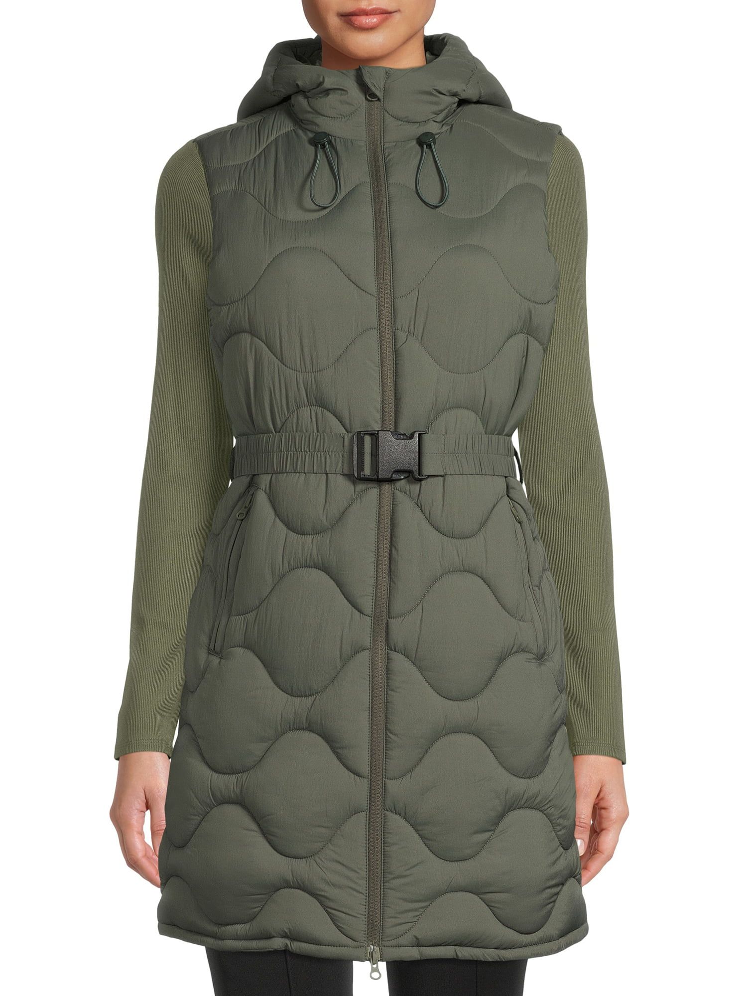 Swiss Tech Women's and Plus Long Onion Quilted Vest with Hood - Walmart.com | Walmart (US)