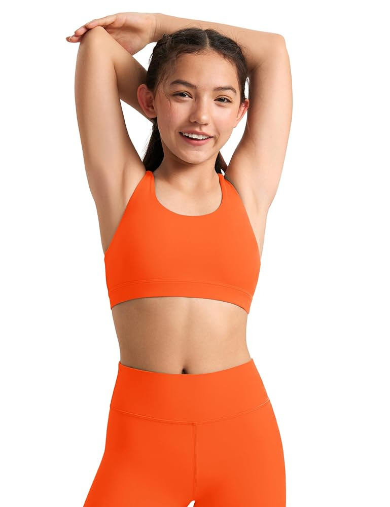 CRZ YOGA Girls Butterluxe Training Bra - Strappy Scoop Neck for Teens Kids Yoga Sports Comfort Da... | Amazon (US)