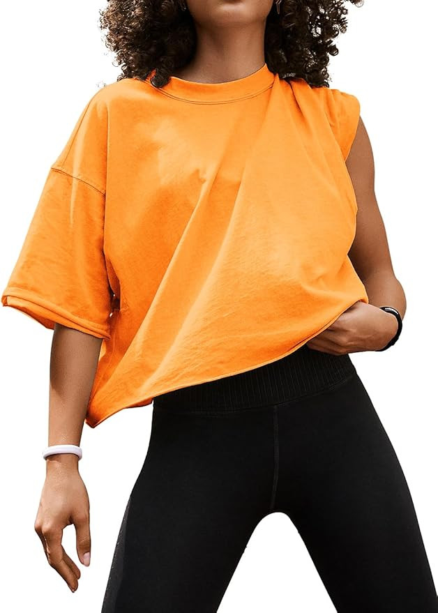 Women's Summer Short Sleeve Crop Tops Casual Basic Cotton Athletic Yoga Running T-Shirts | Amazon (US)