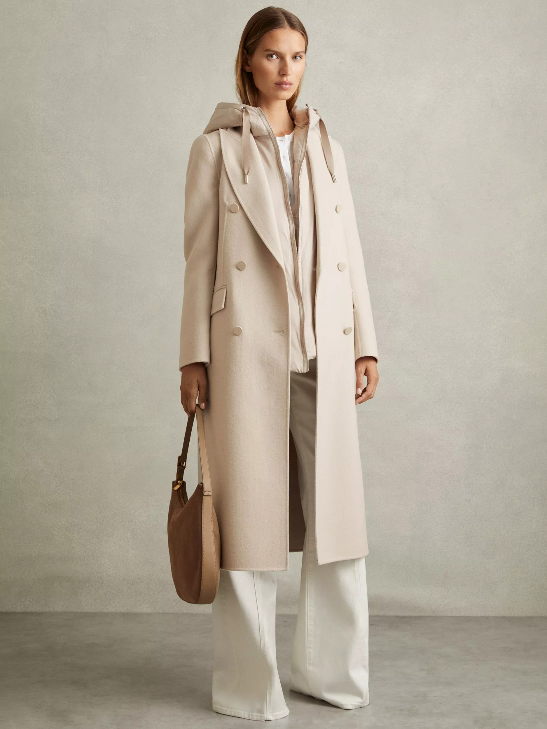 ReissMaeve Wool Blend Coat, Neutral | John Lewis (UK)