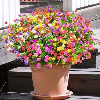 24 Bundles UV Resistant Shrubs No Fade Faux Plastic Greenery Home Garden Porch Patio Decoration Indoor | Wayfair North America