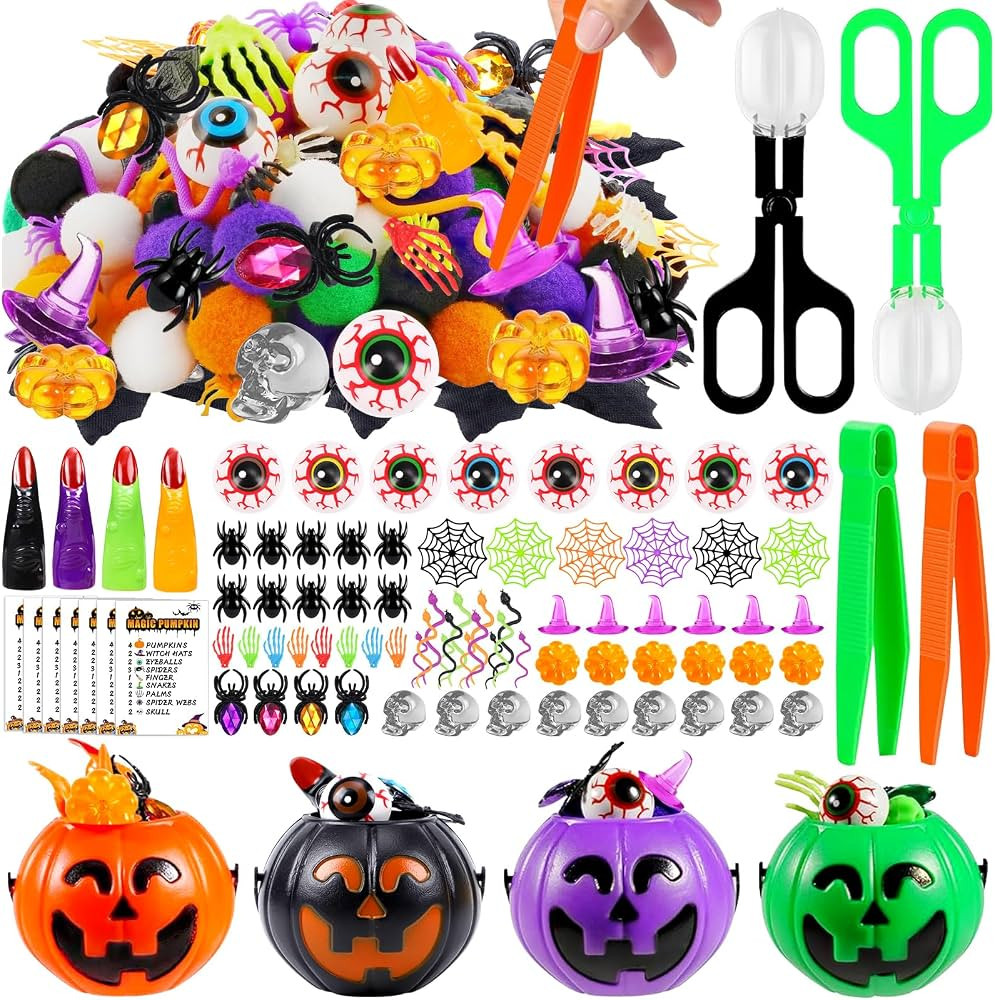 232Pcs Halloween Sensory Bin Filler Fine Motor Sensory Toys Include Cards Witch Finger Eyeball Ba... | Amazon (US)