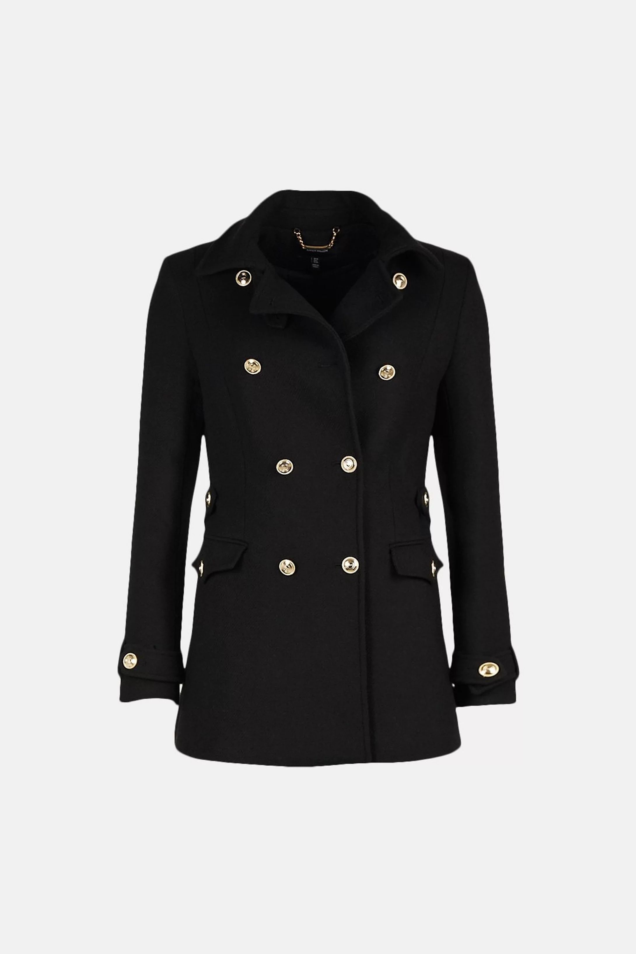 Italian Wool Mix Db Short Coat | Karen Millen UK & IE