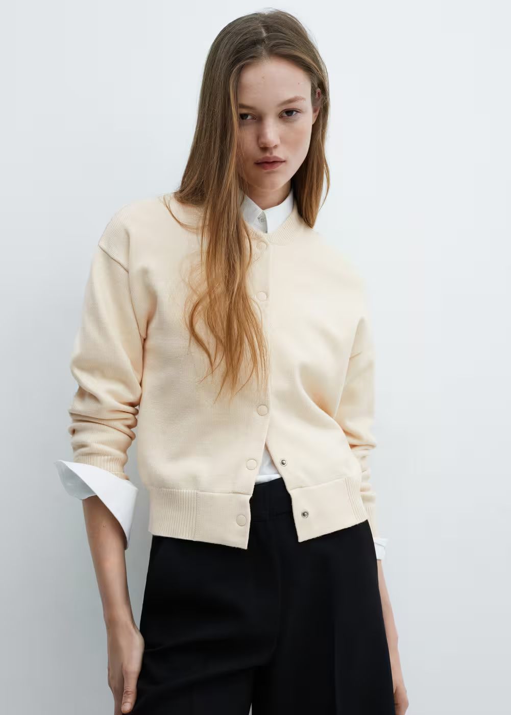 Knitted buttoned jacket -  Women | Mango USA | MANGO (US)