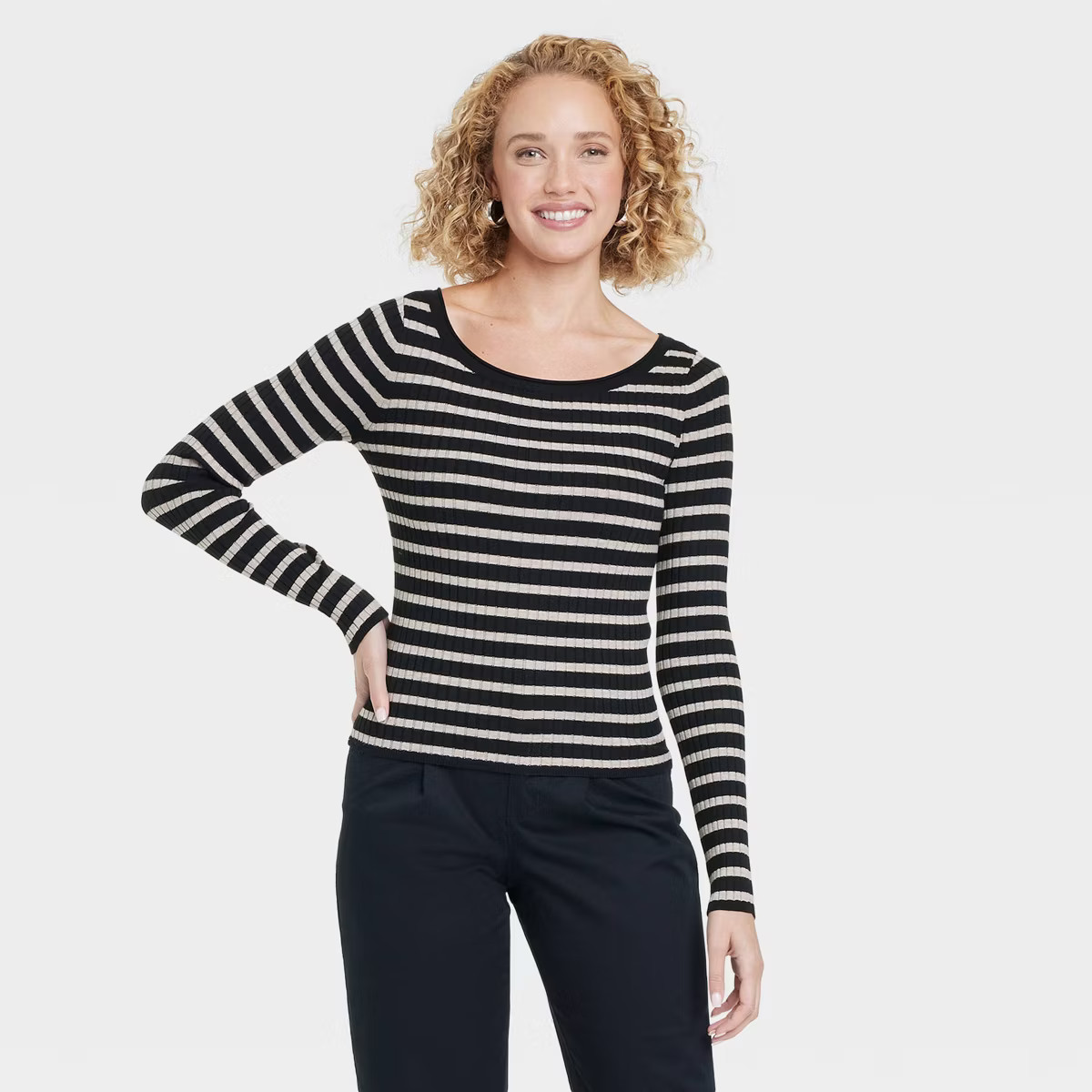 Women's Fine Gauge Ribbed Boat Neck Pullover Sweater - A New Day™ | Target