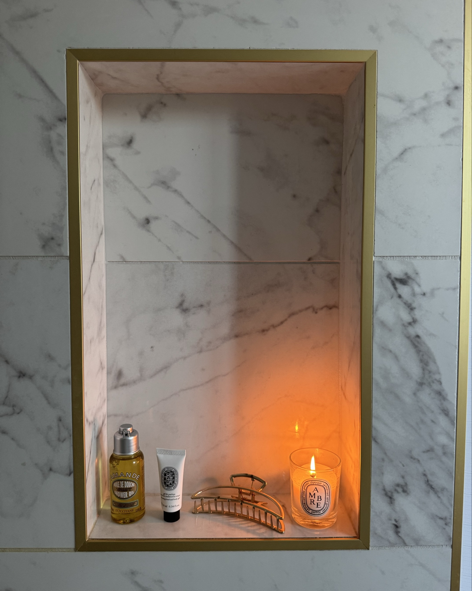 A pretty shower shelfie moment 🤍 loving this almond shower oil for hydrated skin in cold weather 

#LTKmorningroutine #LTKselfcare #LTKdayinmylife