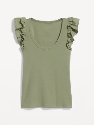 Ruffle-Trim Mixed Fabric Top for Women | Old Navy (US)