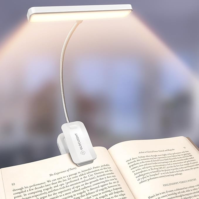 Glocusent 26 LED Book Light, 1200 mAh 90 Hrs Lasting Rechargeable Reading Light, 5 Amber Colors &... | Amazon (US)