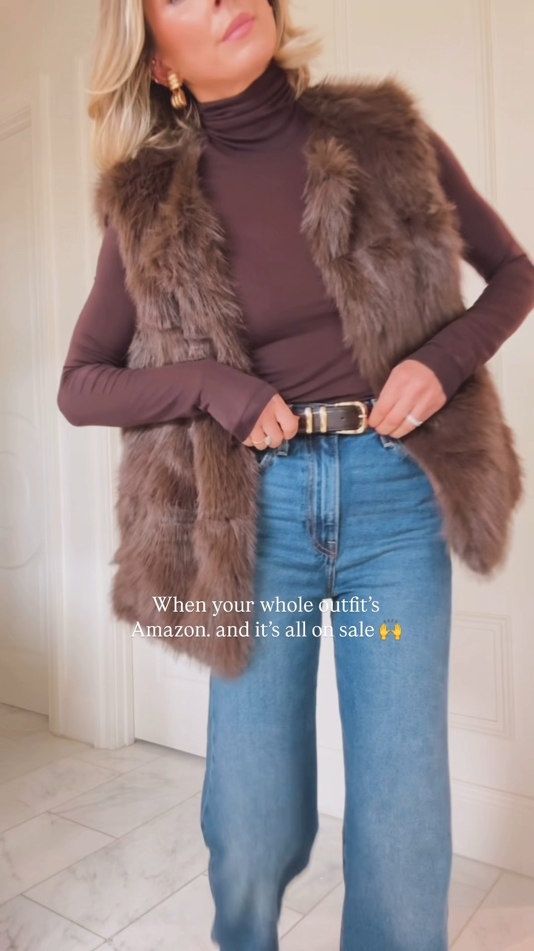 Amazing fashion finds currently on sale! I'm wearing size small in my top and best.

Boots are dark brown color 
Vest is brown 

#LTKFindsUnder50