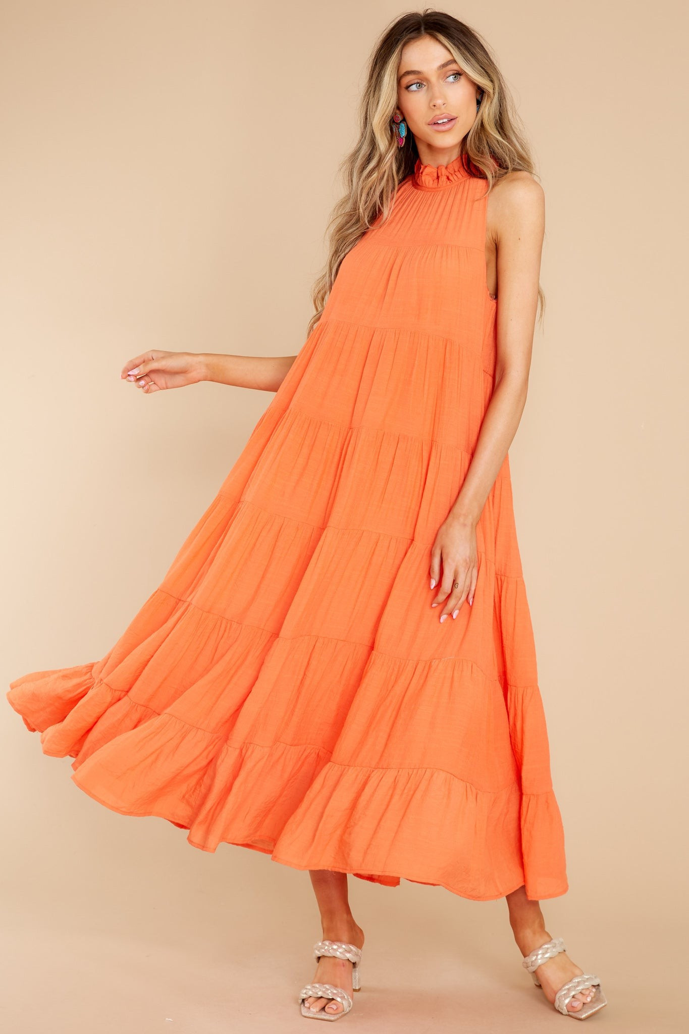 Take Me Dancing Orange Maxi Dress | Red Dress 