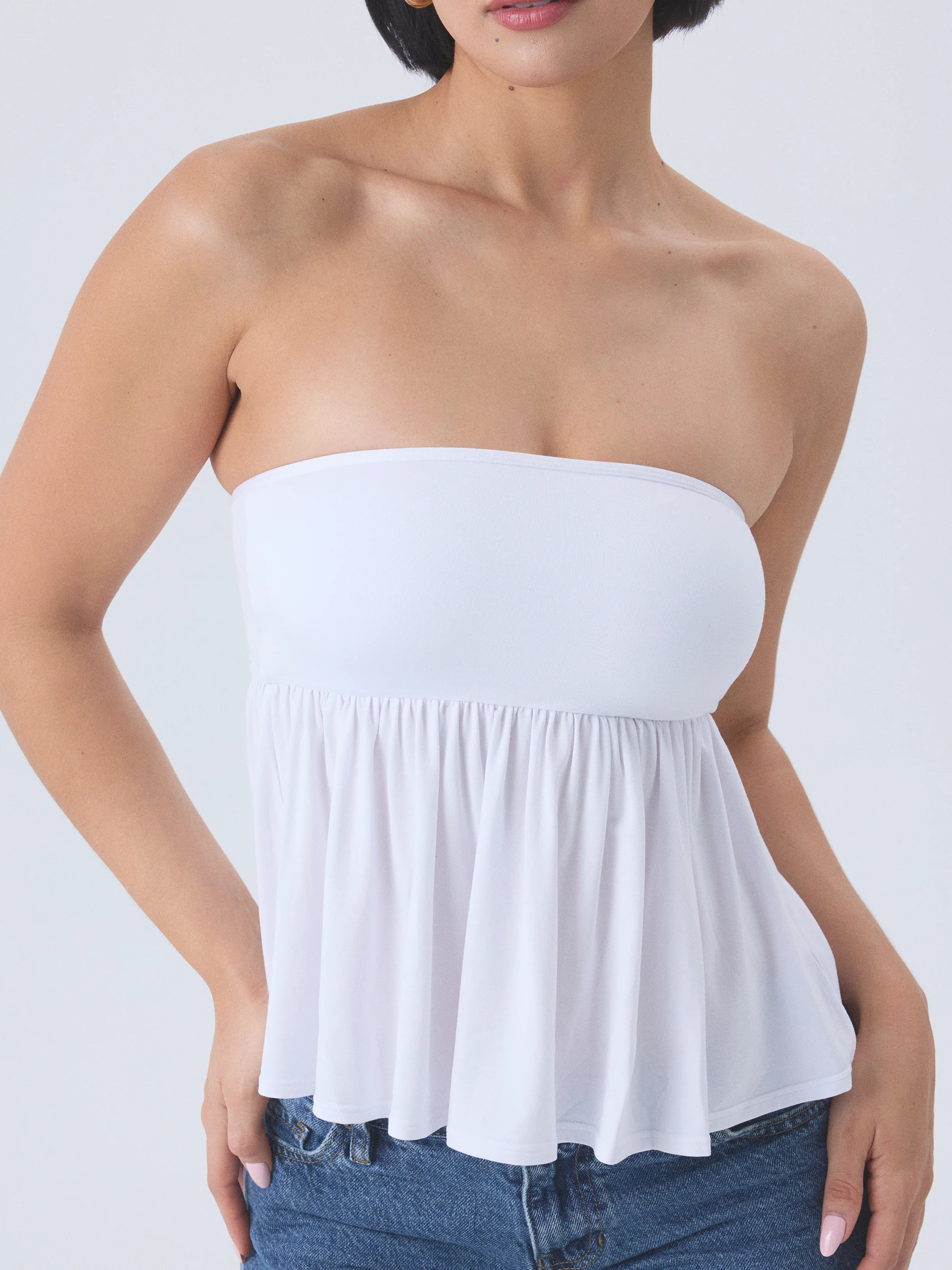 Solid Babydoll Tube Top | Klassy