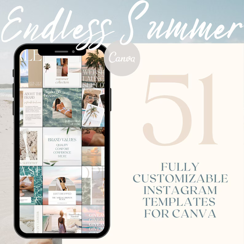 Endless Summer-beach Theme Instagram Templates: Social Media, Travel, Engagement Boost, Quotes, C... | Etsy (US)