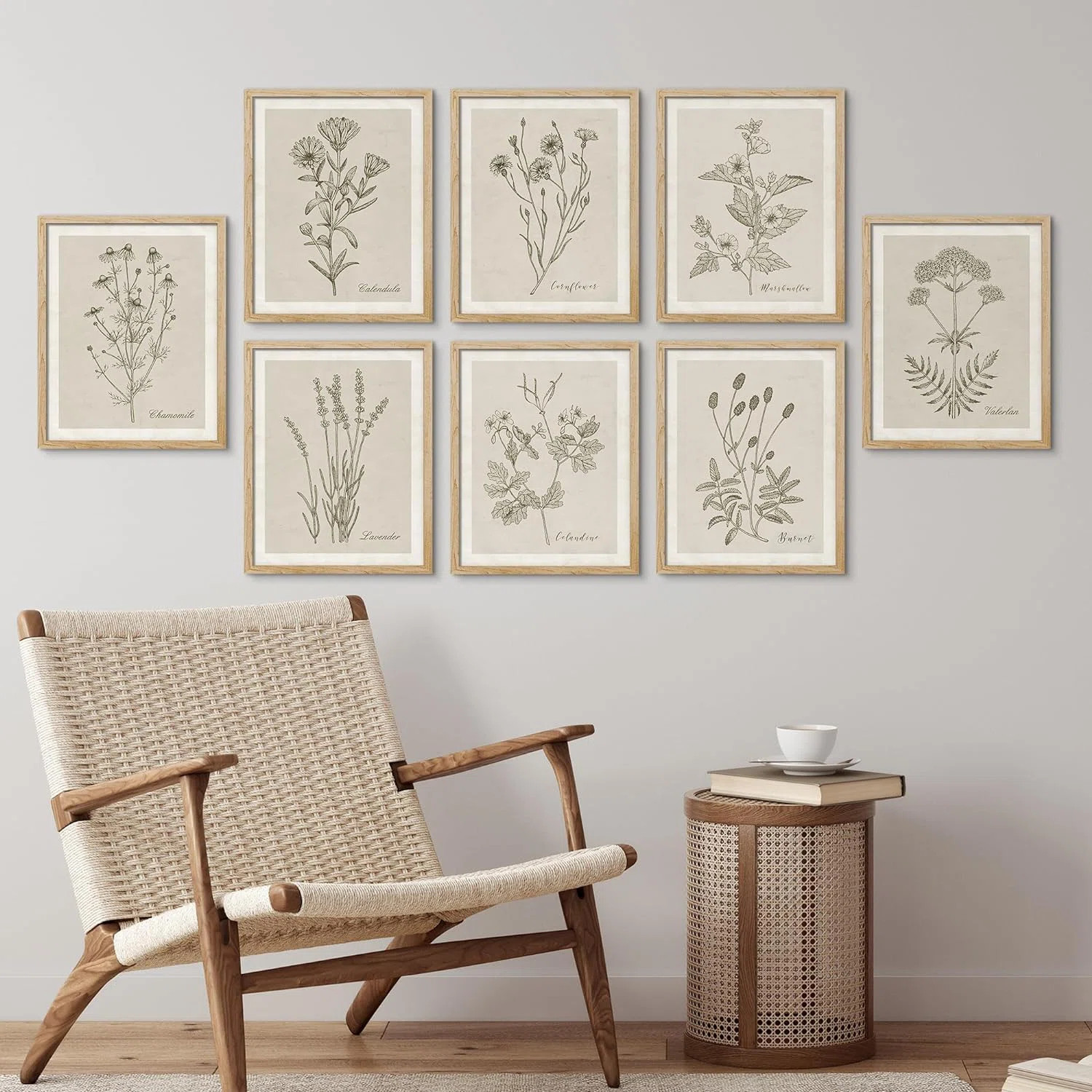 " Wildflower, Botanical Floral, Minimalist Decor, Vintage Poster " 8 - Pieces | Wayfair North America